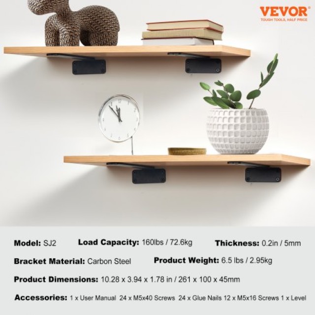 VEVOR Βαρέως Τύπου Βραχίονες Ραφιών, 6τμχ, 10x4, 160 lbs, Μαύρο Ματ  SJZJGBZJYGHW8B1EKV0
