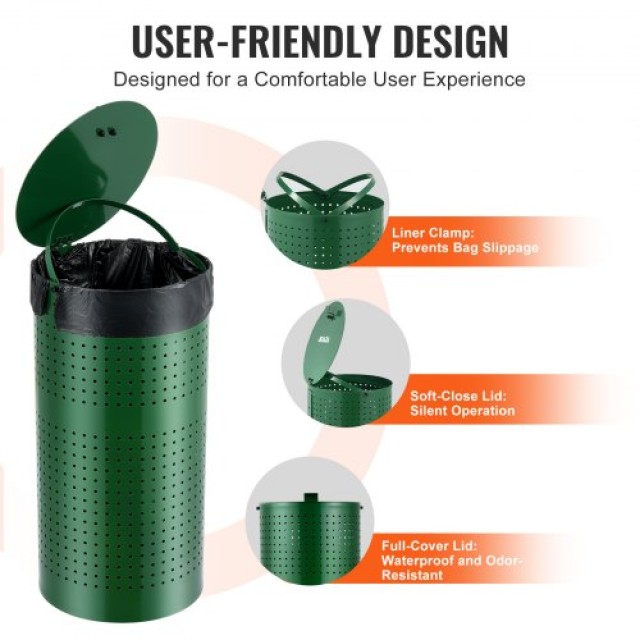 VEVOR  Κάδος Απορριμμάτων Σκύλου 11.5 Γαλόνια Ανθεκτικός στις Καιρικές Συνθήκες με Καπάκι  GFBZLJTDXG11KSH3LV0
