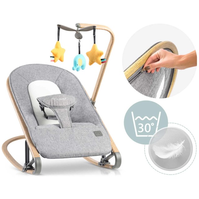 Χειροκίνητο Relax Μωρού 2 σε 1 για Παιδί έως 9kg Γκρι NK-53 Nukido