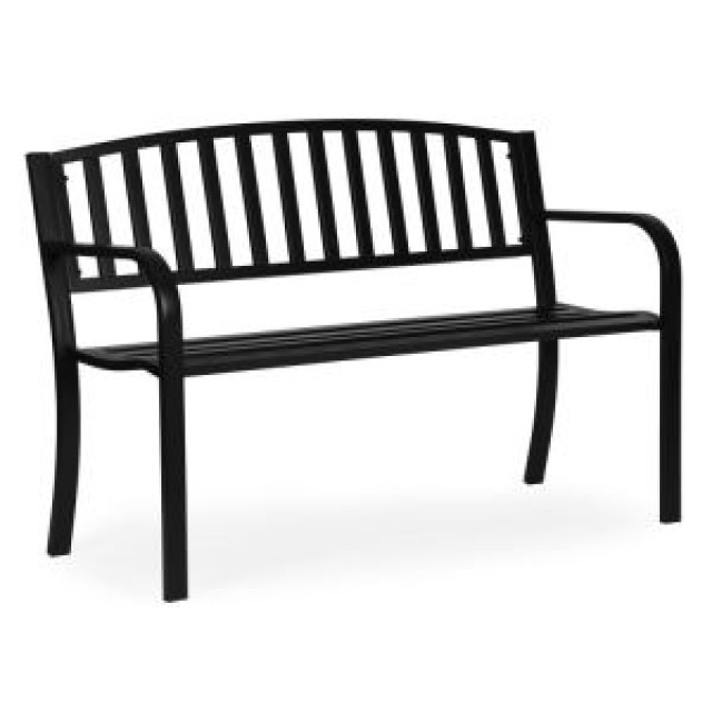 MULTIGARDEN Μεταλλικό παγκάκι κήπου με πλάτη 120x50 εκ. μαύρο, τύπου πάρκου, MultiGarden WYI-XG223