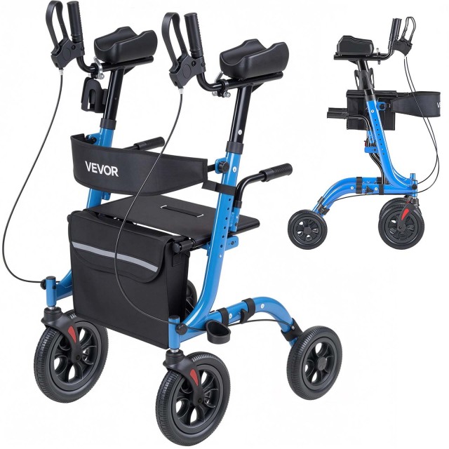 VEVOR Πτυσσόμενος περιπατητήρας αλουμινίου με κάθισμα και ρυθμιζόμενες χειρολαβές για ηλικιωμένους ZLZXQLSLHJQ13HJYW001V0