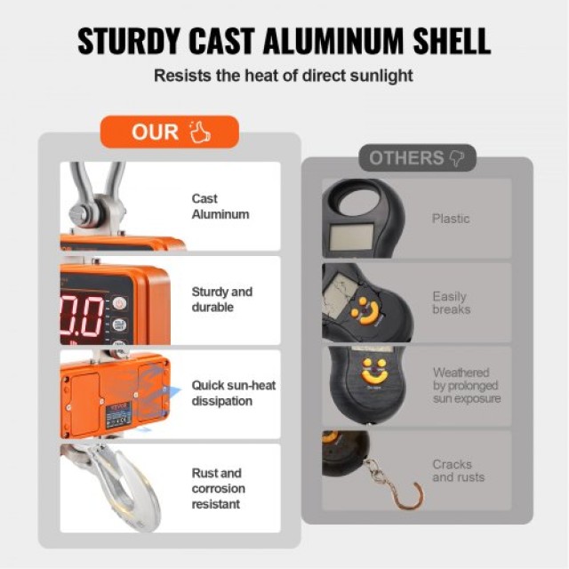 Ψηφιακή Ζυγαριά Γερανού VEVOR, 1000 kg, Βιομηχανική Κρεμαστή Ζυγαριά με Τηλεχειριστήριο, Πορτοκαλί  ZXDCZX200GYZ5IWZ1V9