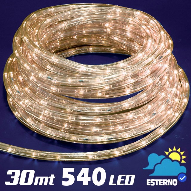 BAKAJI Λαμπερός Σωλήνας 30 Μέτρα LED Θερμό Λευκό 540 Φώτα για Εσωτερική και Εξωτερική Χρήση 02001559