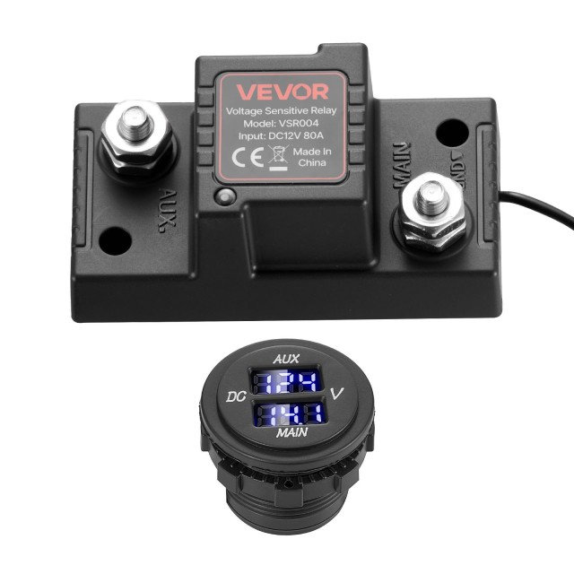 VEVOR Κιτ Απομόνωσης Διπλής Μπαταρίας, 12V 80A, Αυτόματος/Χειροκίνητος Διακόπτης Τάσης SDCGLJDQTZQSAGQ2K001V9