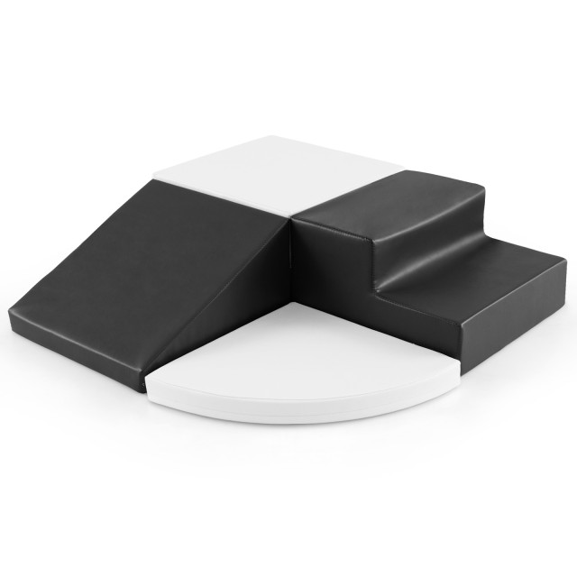 Costway Σετ 4 Αφρώδεις Μεγάλες Δομικές Πέτρες για Αναρρίχηση & Παιχνίδι - Μαύρο & Λευκό FH10126WH