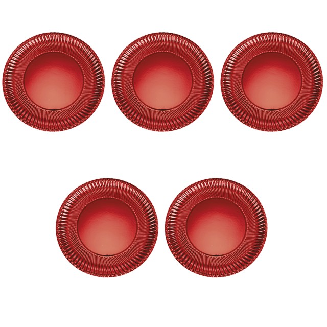 Galileo Πακέτο 5 Κόκκινων Χάρτινων Επίπεδων Πιάτων Μίας Χρήσης Santas House 2188283