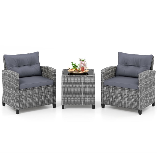 Costway Σετ Επίπλων Κήπου Ρατάν 3 Τεμαχίων με 2 Πολυθρόνες και Τραπέζι με Επιφάνεια από Γυαλί Ασφαλείας Γκρι, 77 x 64 x 67 cm
45 x 45 x 45 cm HW75368GR