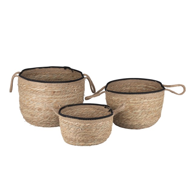 Villa DEste  Σετ 3 καλάθια από φυσικές ίνες και σχοινί με λαβές Natural 5921926