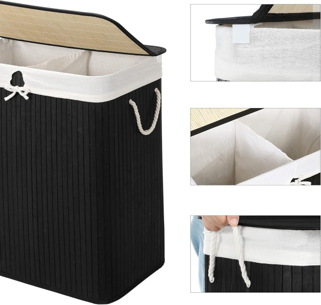 Καλάθι Απλύτων SONGMICS με Καπάκι, 100L, Μαύρο LCB64BK