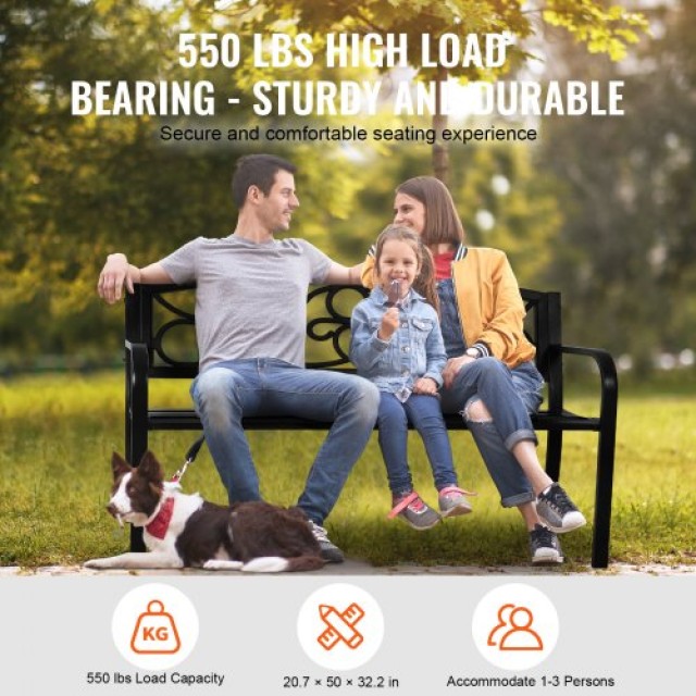 VEVOR  Μεταλλικό Παγκάκι 50, 550 lbs, με Πλάτη & Μπράτσα για Κήπο/Πάρκο/Αυλή  GYZYJS50YC00LLU5RV0