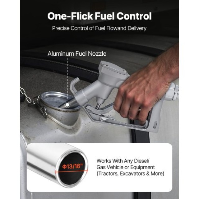 VEVOR Αντλία Μεταφοράς Καυσίμων 12V DC 20 GPM με Σωλήνα & Ακροφύσιο για Βενζίνη και Πετρέλαιο FBBMG20GPM14HBWK1001V9