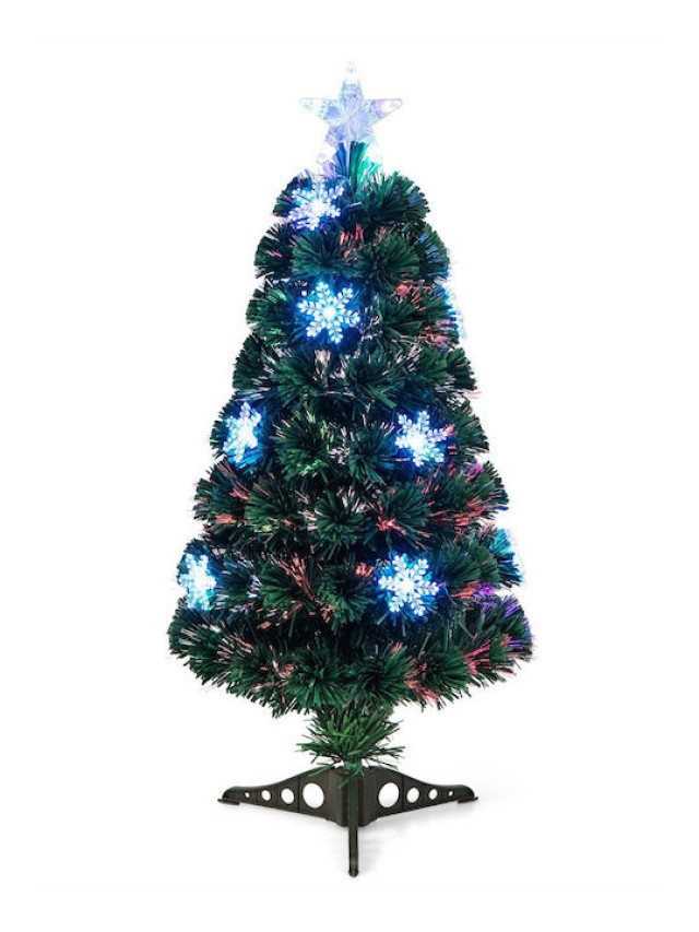 Costway Πράσινο Χριστουγεννιάτικο Δέντρο LED με Οπτικές Ίνες 90 cm CM20527DE