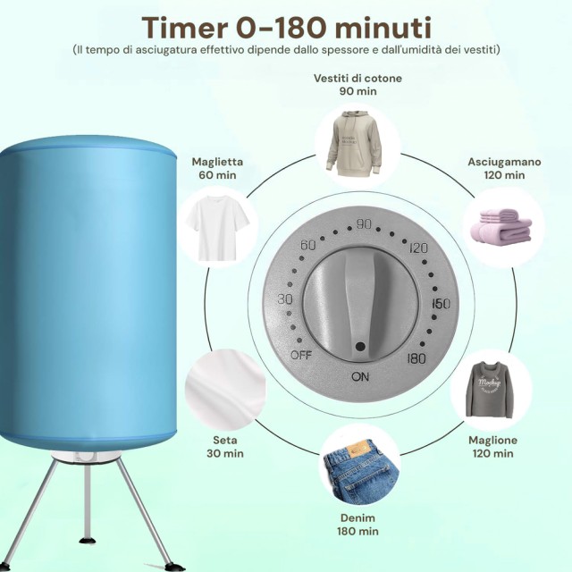 BAKAJI Ηλεκτρική Στεγνωτήρας Ρούχων Μπαλόνι-Στεγνωτήριο 1000W Απλώστρα Ρούχων Αέρα 02831551