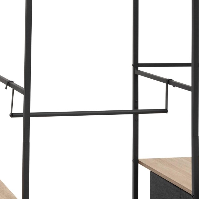 5FIVE Simply smart Μεταλλική Ντουλάπα Tissa 116 x 40 x 176 εκ με Ξύλινα Ράφια και Υφασμάτινα Συρτάρια 193595