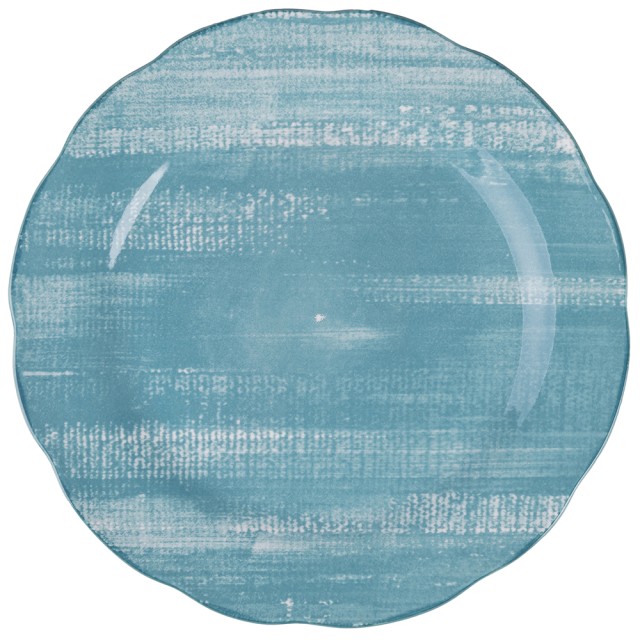 Villa DEste  Σετ 6τμχ Επίπεδο πιάτο πορσελάνης με τυρκουάζ κυμματιστό περίγραμμα Versilia 5922174