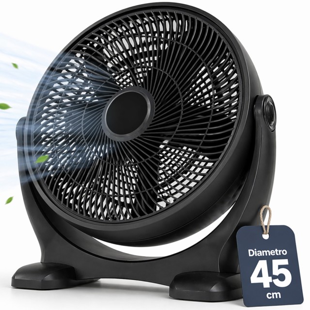 BAKAJI Δαπέδου Ανεμιστήρας Διαμέτρου 45 εκ. με Ρυθμιζόμενη Κλίση και Ισχύ 75W 02002233