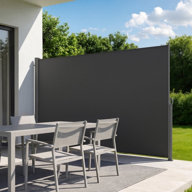 VEVOR Πλαϊνή Αναδιπλούμενη Τέντα Βεράντας 180x300 εκ., Πολυεστερικό Ύφασμα 180 g/m², Αδιάβροχη, Γκρι KSSCP180X300E47VF001V0