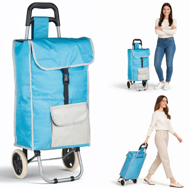 BAKAJI Καρότσι Τρόλεϊ Ψυγείο Zeus Μπλε με Ρόδες και Εργονομική Λαβή 35x30x90εκ 02001966