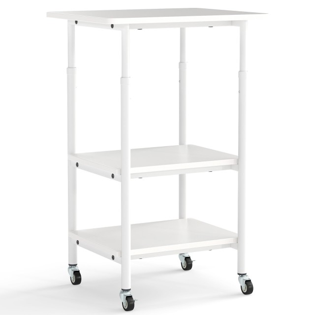 Costway Ρυθμιζόμενο Τρόλεϊ Εκτυπωτή με Ράφια και Ροδάκια σε Λευκό Χρώμα JV12842WH