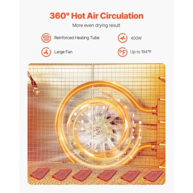 VEVOR Αφυγραντήρας Τροφίμων 6 Δίσκων Ανοξείδωτος 400W SGHGJ400W6G01Z5W8V2