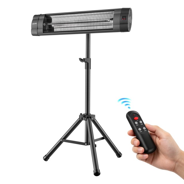 VEVOR Υπέρυθρη Ηλεκτρική Θερμάστρα 2500W με Τρίποδο, Τηλεχειριστήριο, 3 Επίπεδα Θερμότητας και Χρονοδιακόπτη 24 Ωρών για Εξωτερικό Χώρο HWXJRQTXLS87B2FC2001V2