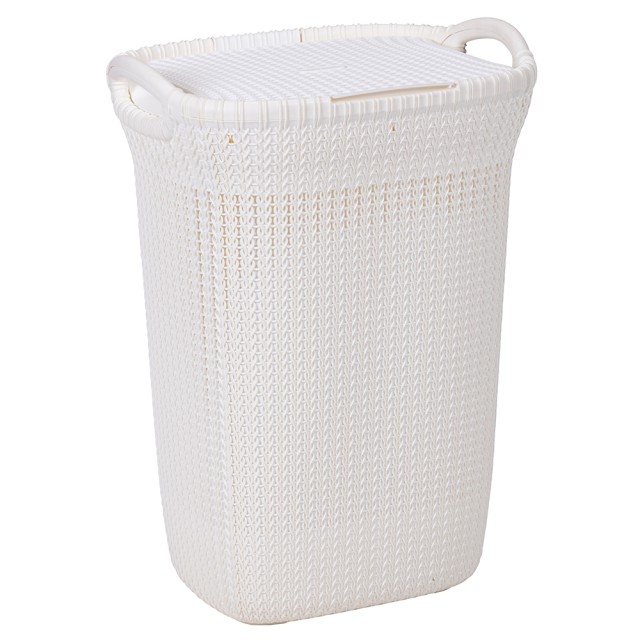 Galileo Καλάθι άπλυτων σε απόχρωση ελεφαντόδοντου με επιφάνεια που θυμίζει ψάθα 45x35x62 cm 5906490