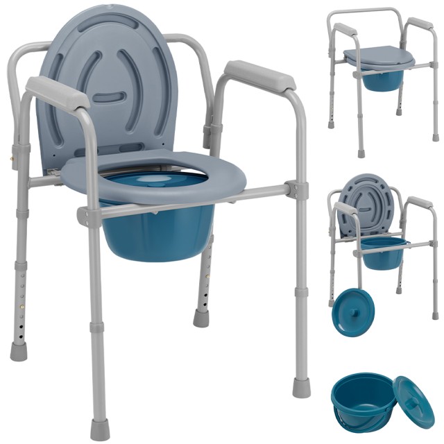 BAKAJI Ελαφρά Μεταλλική Τουαλέτα με Αφαιρούμενο Κάδο για Ηλικιωμένους με Περιορισμένη Κινητικότητα 02001904