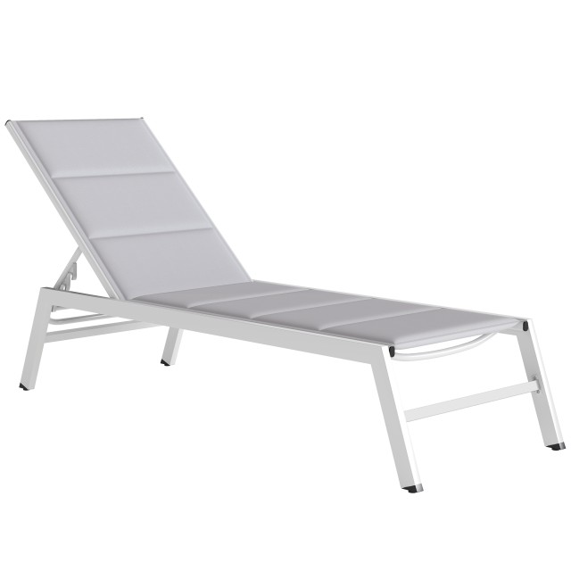 Outsunny Ξαπλώστρα Επενδεδυμένη, Πλάτη 6 Θέσεων, Σκελετός Αλουμινίου, 120 kg, Ανοιχτό Γκρι 84K-038V00LG