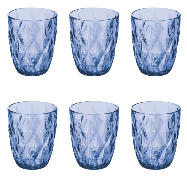 Galileo Σετ 6 ποτήρια νερού 340 ml από γυαλί με σκαλιστή επιφάνεια σε μπλε χρώμα Celine Sibilla 5918874