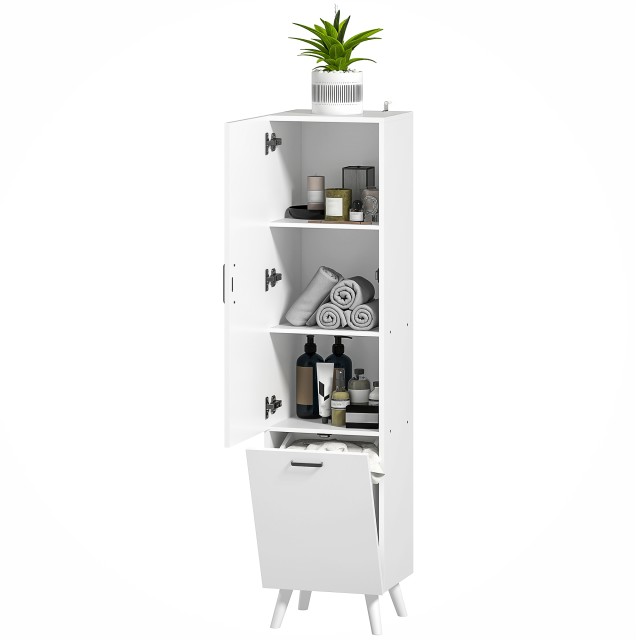 HOMCOM Λευκό Ξύλινο Ντουλάπι Μπάνιου 35x31.5x144 εκ. 834-817V00WT