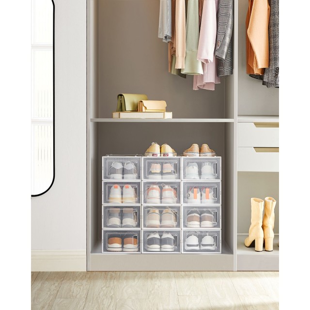 SONGMICS Κουτιά Αποθήκευσης Παπουτσιών  36 x 28 x 22 cm Μέγιστο  Μέγεθος 10.5 UK LSP12W