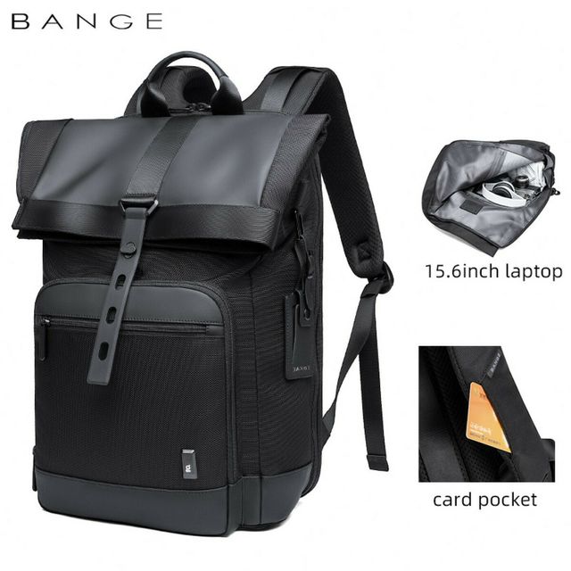 BANGE Αδιάβροχη Τσάντα Πλάτης Laptop 15.6 Μαύρη G66-Black