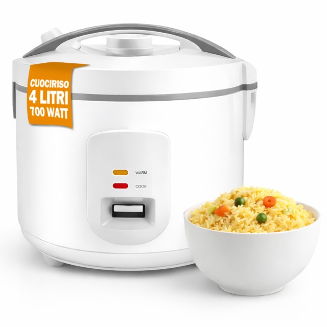 BAKAJI Ηλεκτρική Καφετιέρα Ρυζιού 4 Λίτρων - Αυτόματος Υγιεινός και Γρήγορος Μαγειρικός Τρόπος 700W 02001687