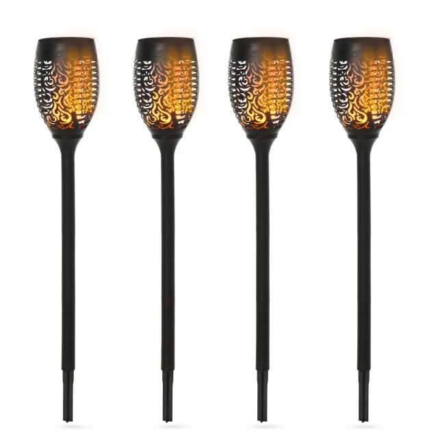Outsunny  Σετ 4 Εξωτερικά Φωτιστικά LED με Ηλιακή Ενέργεια με 4 Πασάλους, από Πλαστικό, Ø12x72 εκ., Μαύρο  844-261