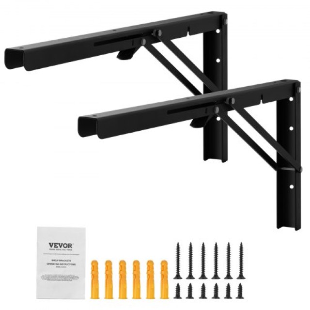 Πτυσσόμενα Ράφια VEVOR 24” 2τμχ, Αντοχή 300lbs, Μαύρα Ατσάλινα Στηρίγματα  SJZJGBZJYGHW9SCUQV0