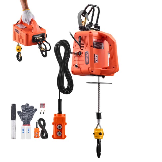 VEVOR Ηλεκτρικός Γερανός 3-σε-1 1500W με Χωρητικότητα 500 kg, Ύψος Ανύψωσης 7.6m, Χειροκίνητη & Τηλεχειριζόμενη Λειτουργία SGGKBXSDDHLSXE8ZG001V2