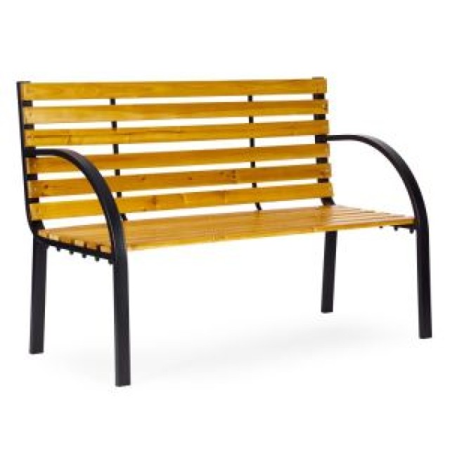 MULTIGARDEN Ξύλινο παγκάκι κήπου με πλάτη 122x57 εκ. πάρκου MultiGarden WYI-XG2088