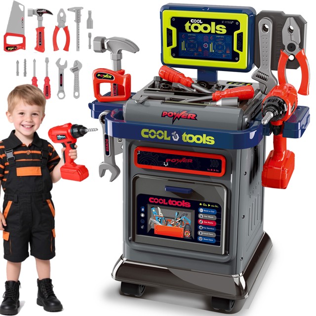 BAKAJI Παιδικός Πάγκος Εργασίας με Ρόδες και Αξεσουάρ Πολυλειτουργικός Σταθμός Ιδέα Δώρου 02842756