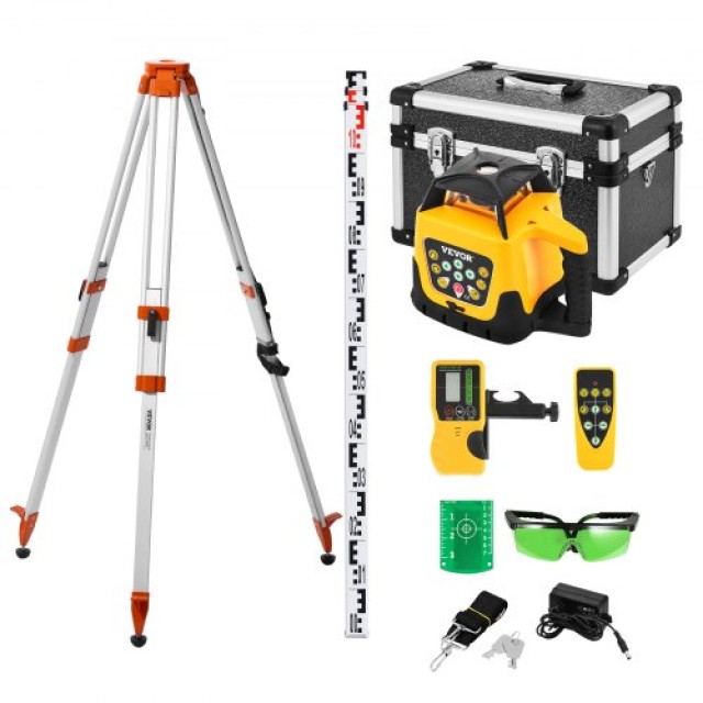 VEVOR Περιστροφικό Λέιζερ με Τρίποδο & Ράβδο Μέτρησης - Πράσινη Ακτίνα 500m, 360° Ρύθμιση Κλίσης, Ακριβές με Τηλεχειριστήριο ZHSKU00000000000540