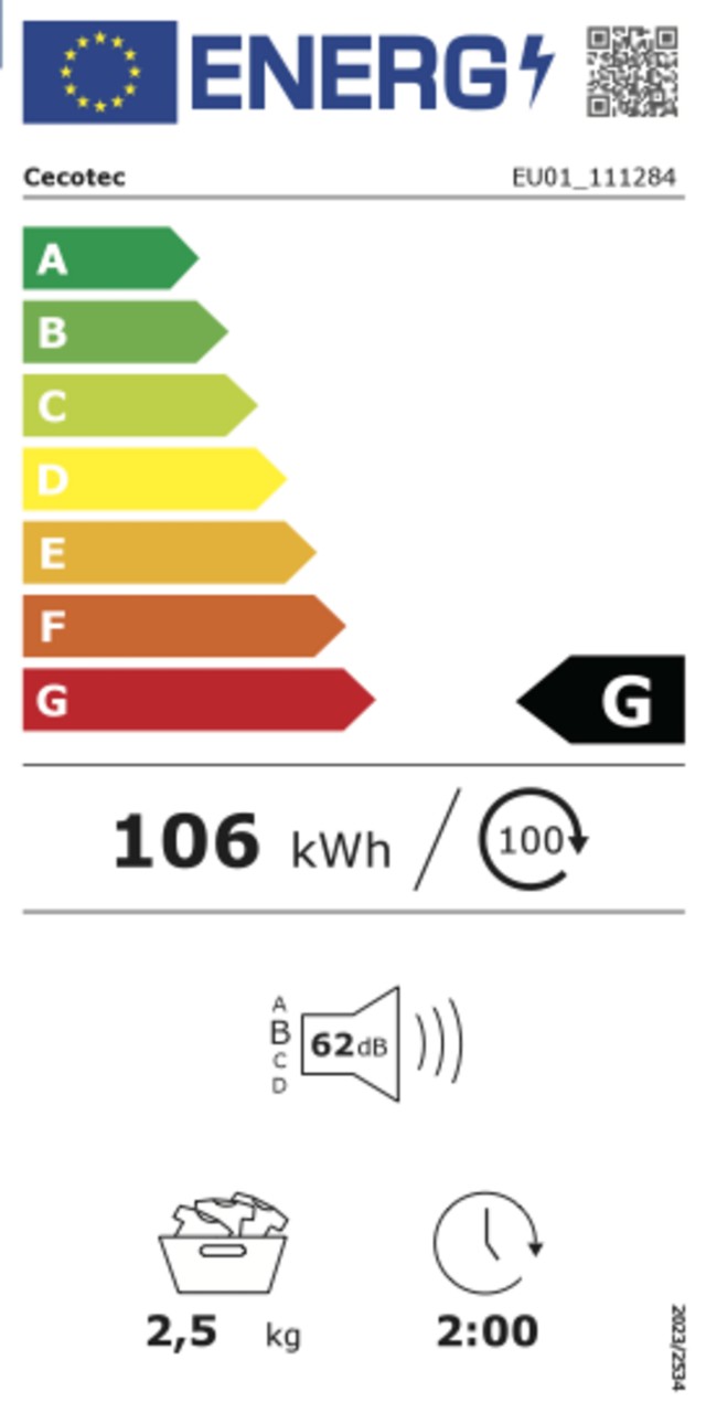 Cecotec Mini Στεγνωτήριο Ρούχων 2,5kg Bolero DressCode Dry 3150V – 950W με 6 Προγράμματα & ECO CEC-111284