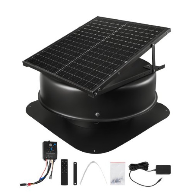 VEVOR Ηλιακός Ανεμιστήρας Εξαερισμού Σοφίτας 50W με Έξυπνο Θερμοστάτη και Τηλεχειριστήριο WDPQSWDKZQYKOBF15V2