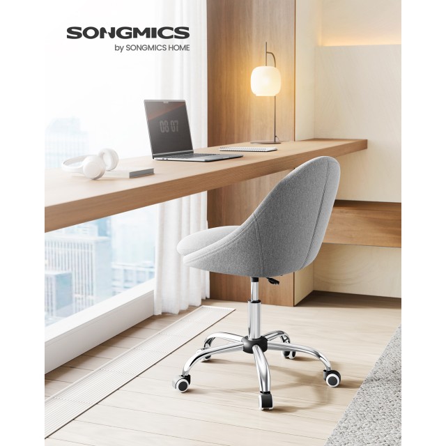 SONGMICS Γκρι Περιστρεφόμενη Καρέκλα Γραφείου Χωρίς Μπράτσα, Ρυθμιζόμενη Ύψους, Άνετη και Εξοικονόμησης Χώρου 56x60x83-93cm OBG020G01