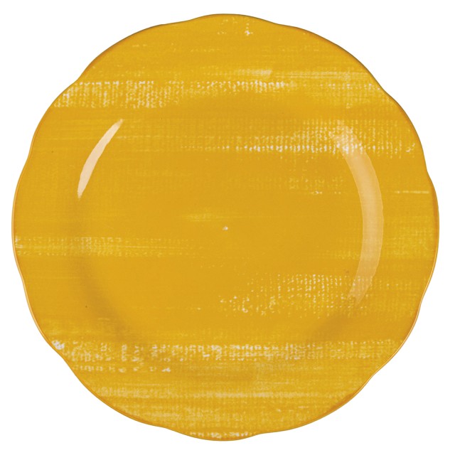 Villa DEste  Σετ 6τμχ Ρηχό πιάτο από πορσελάνη με κυματοειδές κίτρινο περίγραμμα Versilia 5922173