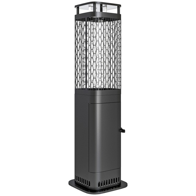 Outsunny Εξωτερική Σόμπα Πέλλετ Ισχύος 6.86Kw με Αντιολισθητική Βάση, Γυάλινο Σωλήνα και Μεταλλικό Πλέγμα, Μαύρη 842-448V00BK