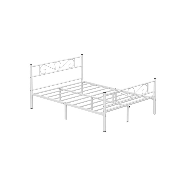 VASAGLE RMB063W01 Λευκό Μεταλλικό Διπλό Κρεβάτι - 140 x 190 cm 
