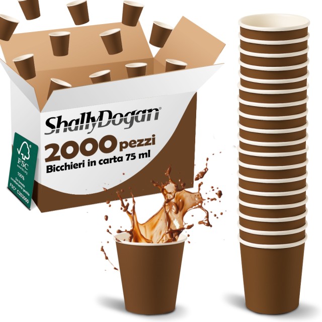 Shally Dogan 2000 Μονόχρηστα Ποτηράκια Καφέ, Καφέ Διακόσμηση, 75ml Εφάπαξ Χρήση 02001608