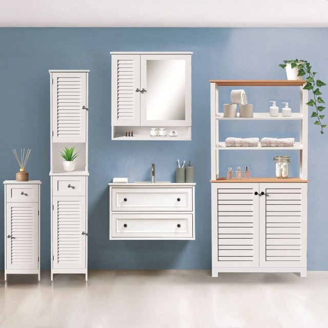 Galileo Έπιπλο μπάνιου με καθρέφτη από λακαρισμένο ξύλο MDF 60x15x Υ 68 εκ Sordine 2188413