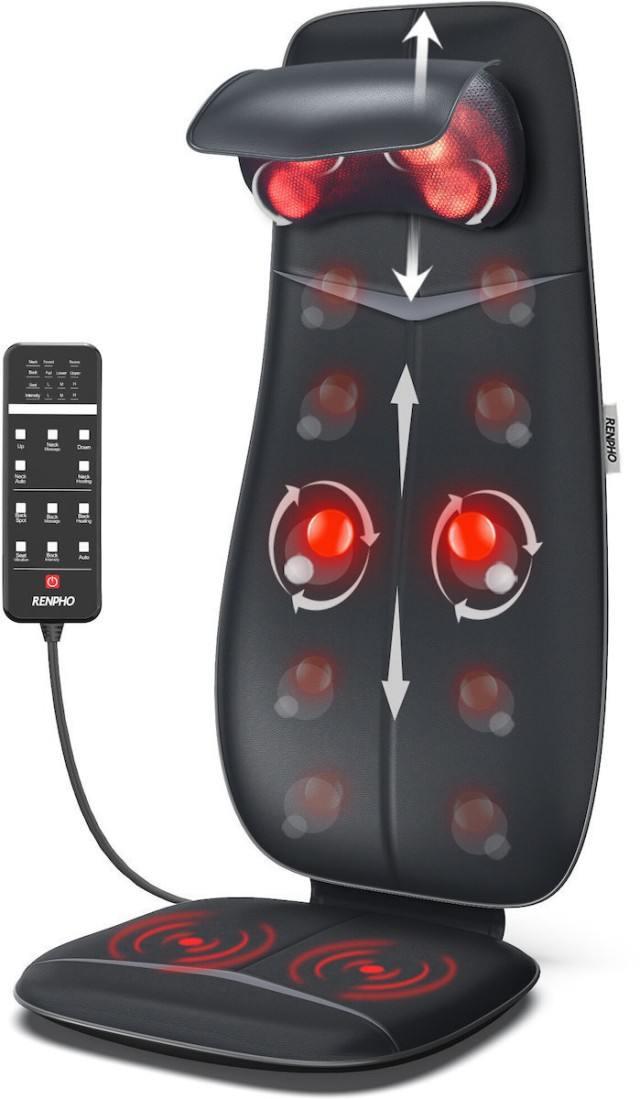 Renpho Μαξιλάρι Μασάζ Shiatsu για Αυχένα & Πλάτη με Θέρμανση και 4 Κεφαλές Μάλαξης RF-BM076-BK