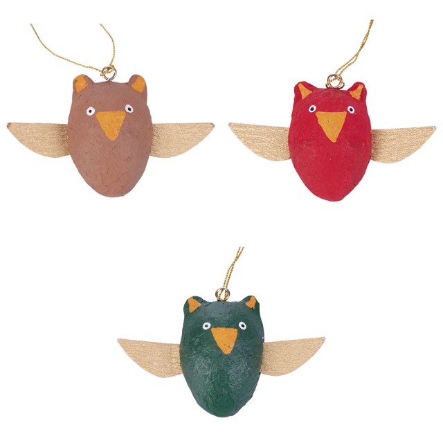 Villa DEste  Σετ 3 κουκουβάγιες με φτερά από χαρτοπολτό XMas Paper 2188224