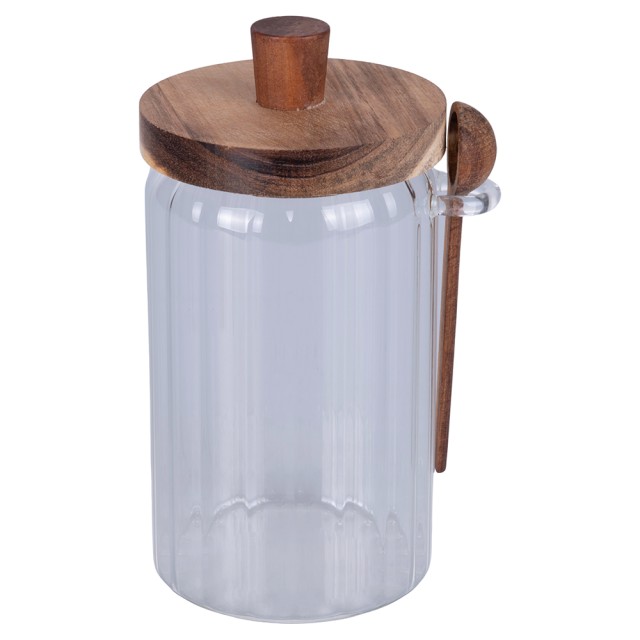 Villa DEste  Βάζο 750 ml από βοριοπυριτικό γυαλί με καπάκι και κουτάλι από ξύλο ακακίας Glass 5921304